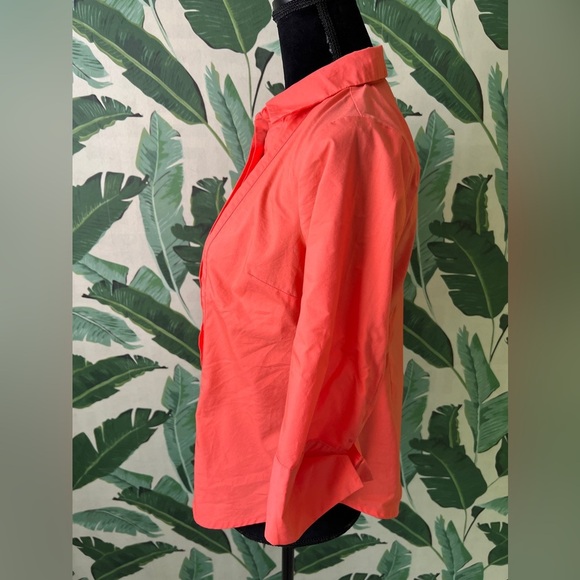 Y2K Blouse Button Down Top Size M Coral Orange - Picture 2 of 5